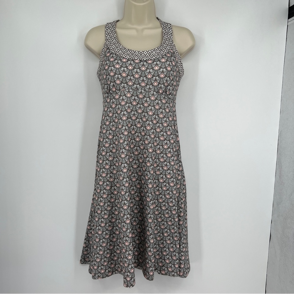 Prana Cali Moonrock Racerback Sleeveless Multi Gray Botanical Mini Dress